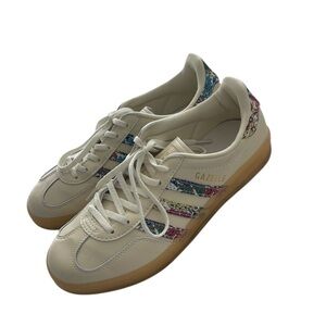 Adidas Women's Cream Gazelle Sneakers with Floral Details